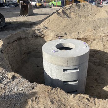 Utility structure installation during excavation and site work project